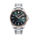 Reloj Hombre Sandoz Casuel 83001-67 - Acero Plateado Esfera Verde 42mm