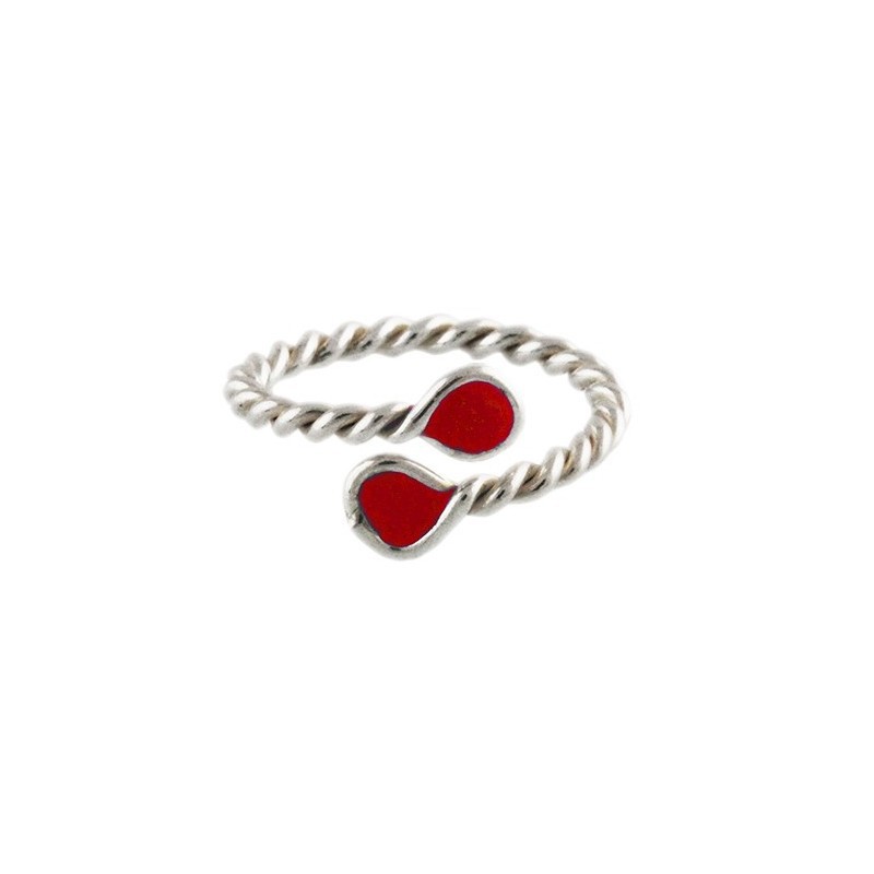 Anillo de Plata de Ley Tomiza Esmalte Rojo + Envío Gratis