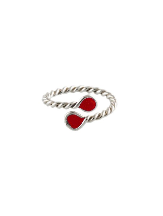 Anillo de Plata de Ley Tomiza Esmalte Rojo + Envío Gratis