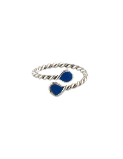 Anel em Prata de Lei Tomiza com Esmalte Azul - Compra Online