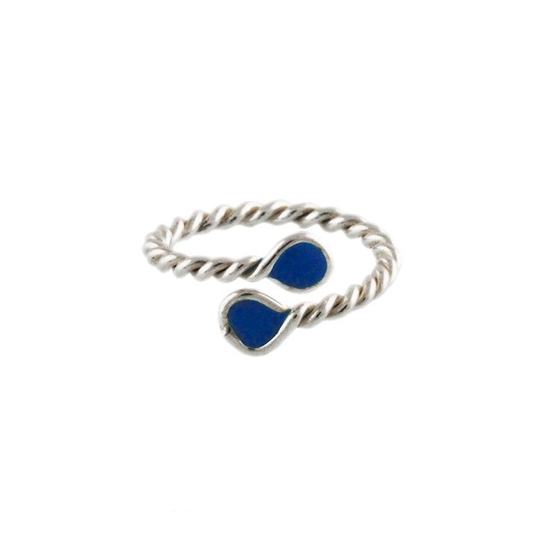 Anel em Prata de Lei Tomiza com Esmalte Azul - Compra Online