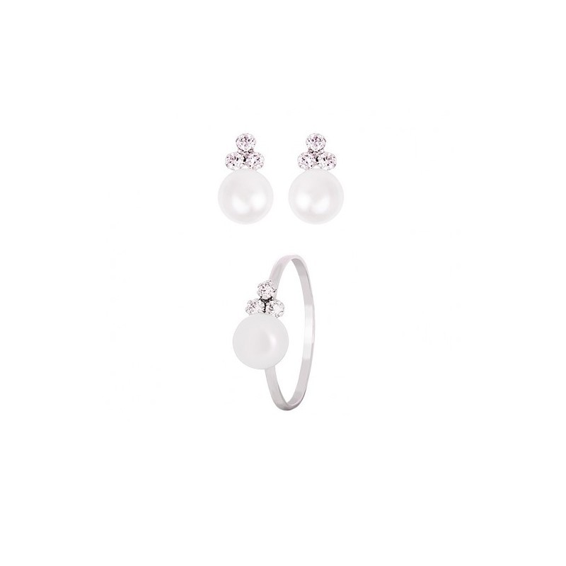Conjunto Niña Pendientes y Anillo Oro Blanco Comunión