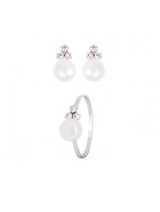 Conjunto Niña Pendientes y Anillo Oro Blanco Comunión