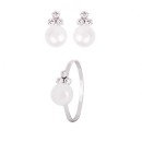 Conjunto Niña Pendientes y Anillo Oro Blanco 18K. Perlas y circonitas 2018-18