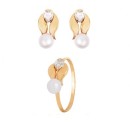 Conjunto niña Pendientes y Anillo Oro 18K. Perlas y circonitas 2018-17