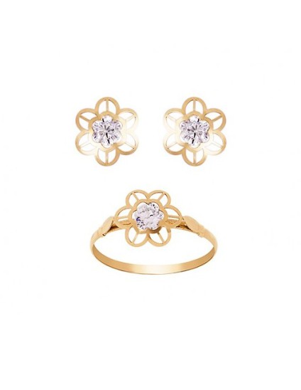 Girls' Communion Set: Gold Earrings and Ring for Special Day