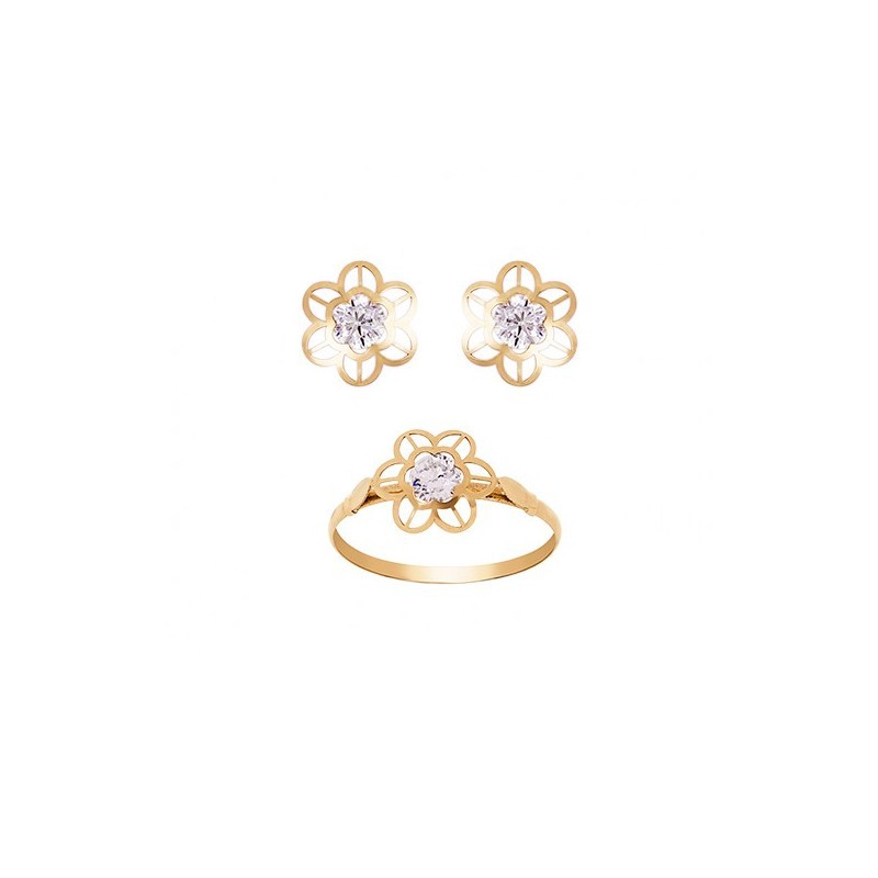 Conjunto Niña Pendientes y Anillo Oro Comunión