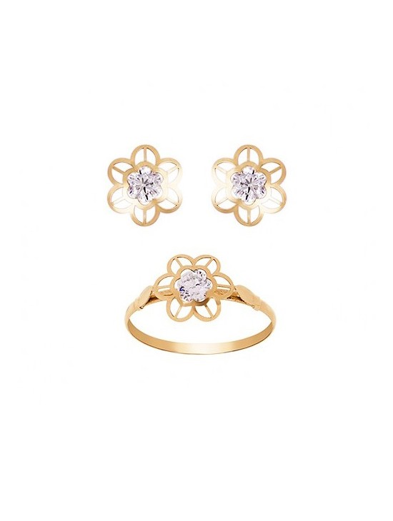 Conjunto Niña Pendientes y Anillo Oro Comunión