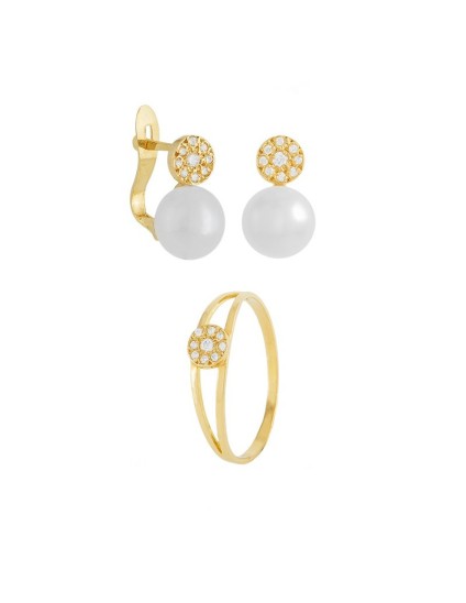 Girls' Gold Communion Set Earrings and Ring for Special Occasions