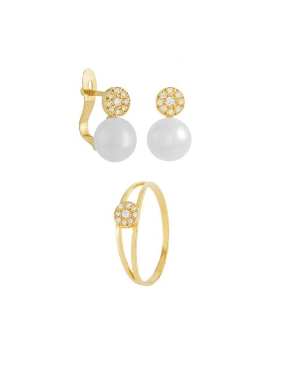 Conjunto Niña Pendientes y Anillo Oro Comunión