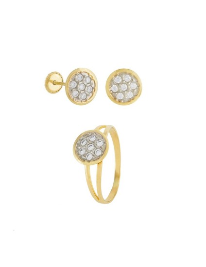 Conjunto menina brincos e anel ouro 18k | Joalharia de Ouro