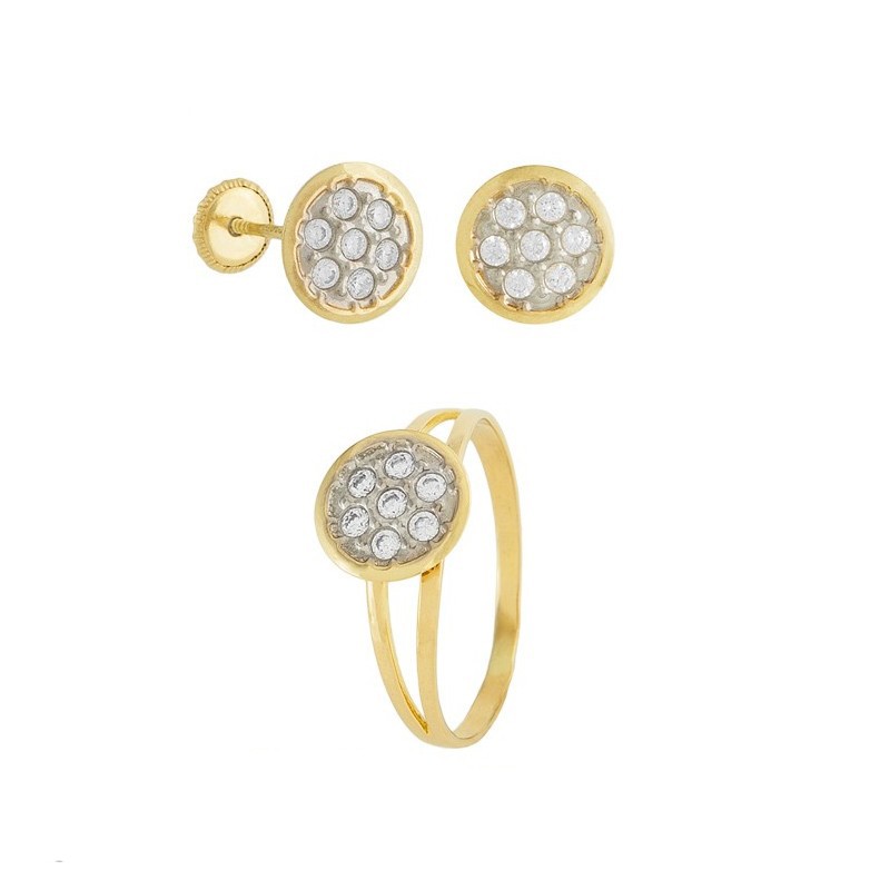 Conjunto niña pendientes y anillo oro 18k | Joyería de Oro