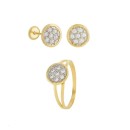Conjunto Niña Pendientes y Anillo Oro 18K. 750Mls. Circonitas