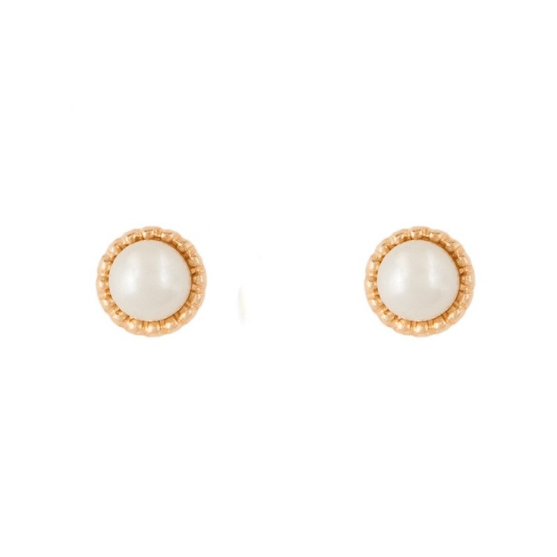 Pendientes de Oro para Bebé con Perla - Aretes Seguros