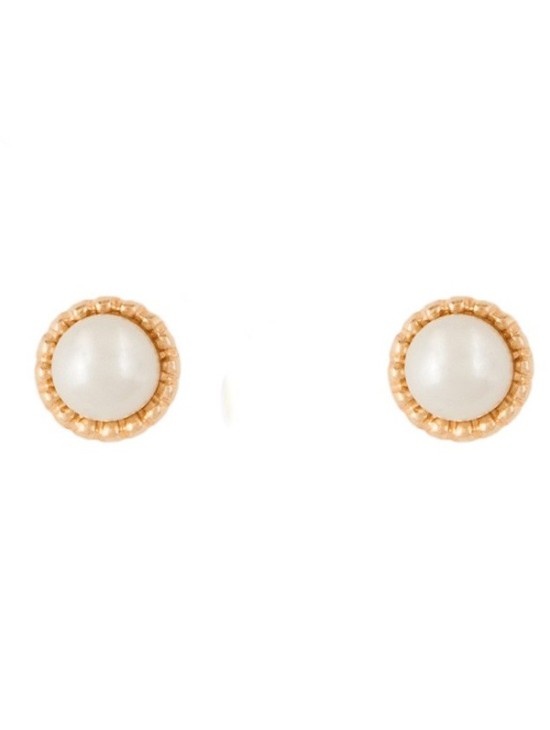 Pendientes de Oro para Bebé con Perla - Aretes Seguros