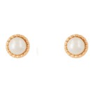 Pendientes de Oro para bebé Redondo con Perla 18K. 750Mls.