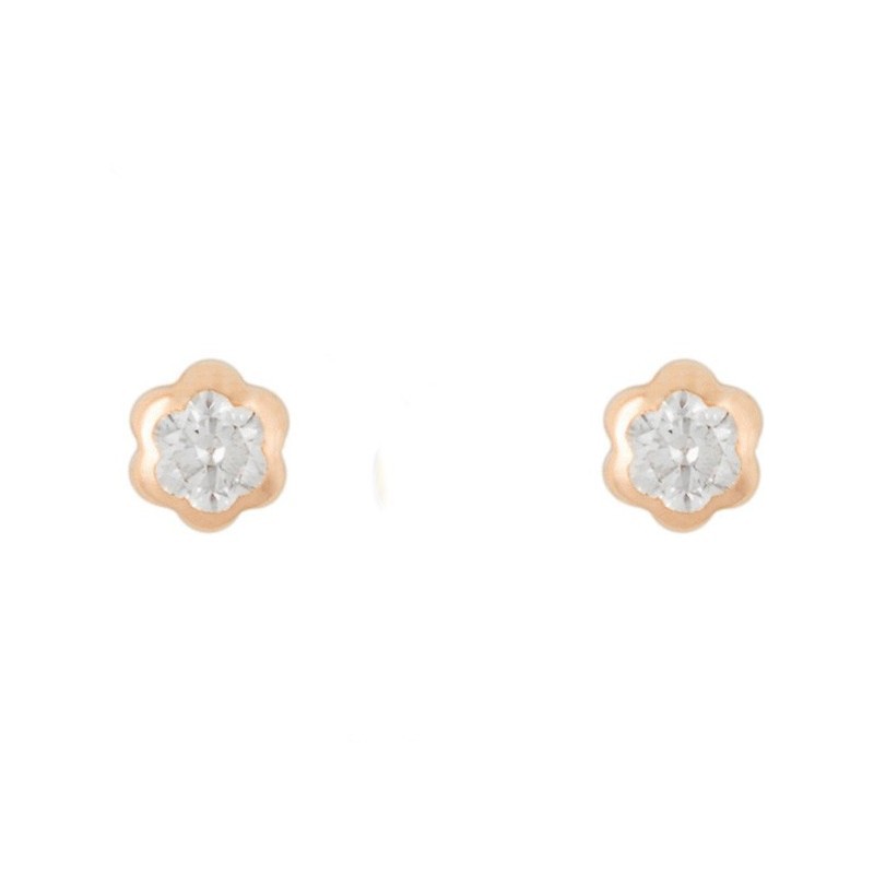 Pendientes de oro para bebé flor circonita - Envío Rápido