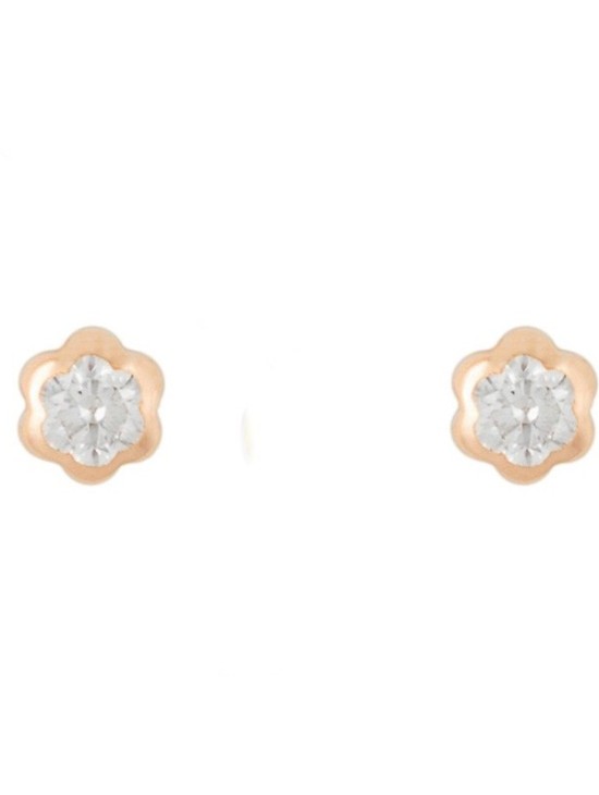 Pendientes de oro para bebé flor circonita - Envío Rápido