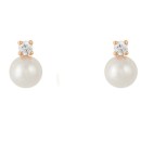 Pendientes de Oro para bebé Con Perlas y Circonita 18K. 1835