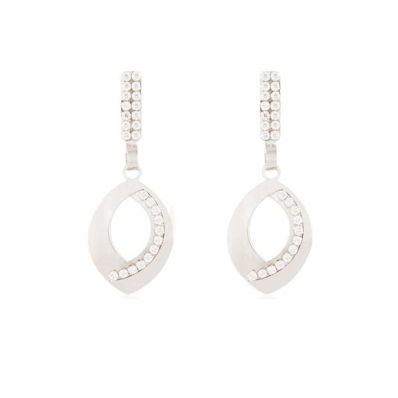 Pendientes de oro blanco circonitas ✨ Compra Aquí