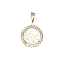 Colgante Amor con corazones y circonitas Oro 18K. 1721