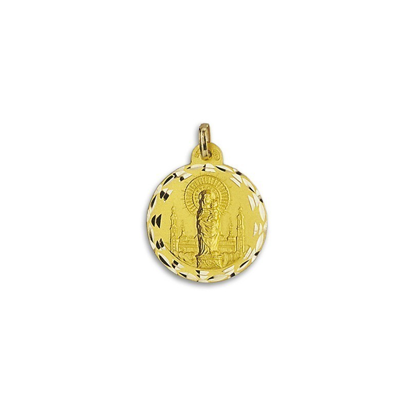 Medalha Redonda da Virgem do Pilar de Saragoça Ouro 18k