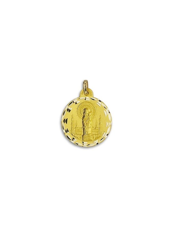 18k Gold Round Virgin of Pilar Medal from Zaragoza Jewelry