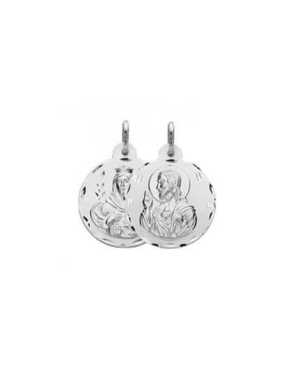 Medalla Virgen del Carmen - Sagrado Corazón Plata | Joyería Parejo