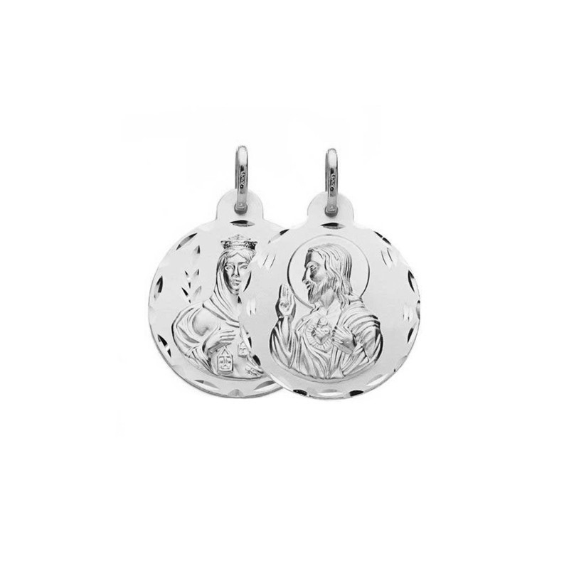 Medalla Virgen del Carmen - Sagrado Corazón Plata | Joyería Parejo