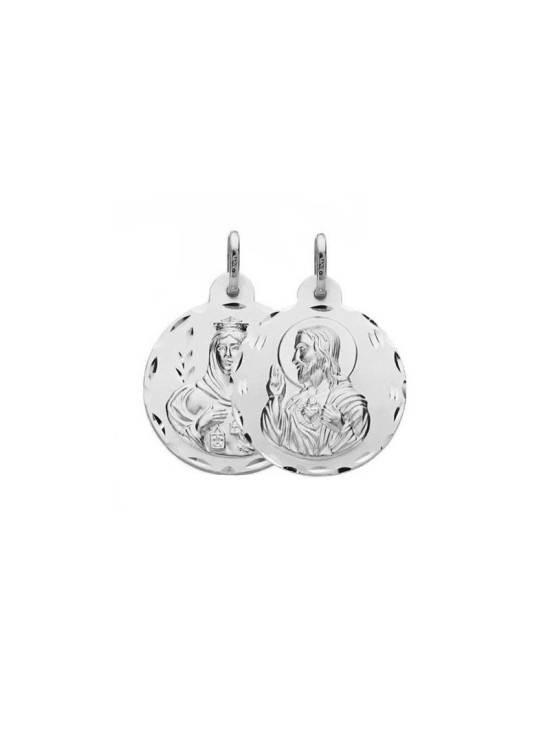 Medalla Virgen del Carmen - Sagrado Corazón Plata | Joyería Parejo