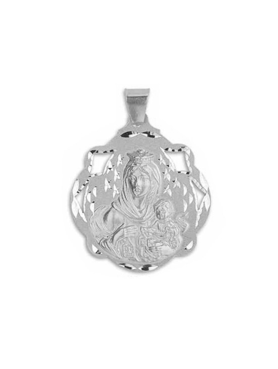 Medalla Calada de la Virgen del Carmen Plata de Ley | Joyería Parejo