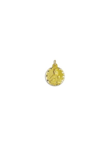 Medalla de la Virgen del Carmen Redonda en Oro 18k