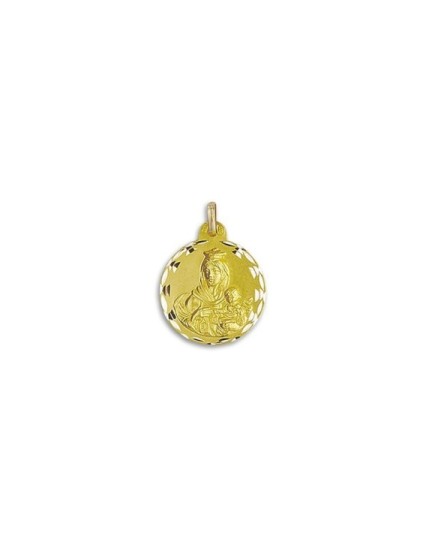 Medalha Redonda da Virgem do Carmo em Ouro 18k Autêntico