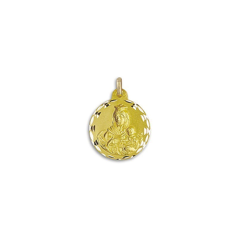 Medalla de la Virgen del Carmen Redonda en Oro 18k