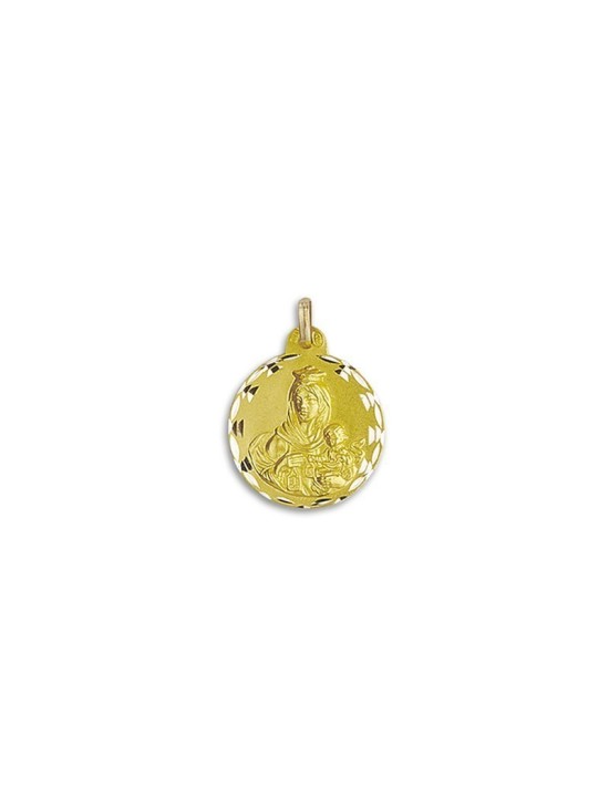 Medalla de la Virgen del Carmen Redonda en Oro 18k