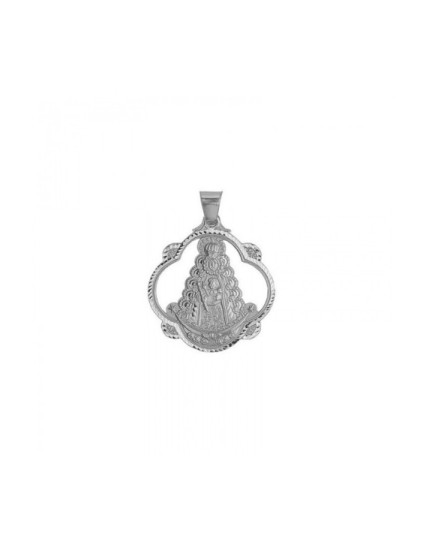 Sterling Silver Virgin del Rocio Medal - Intricate Cutout Design