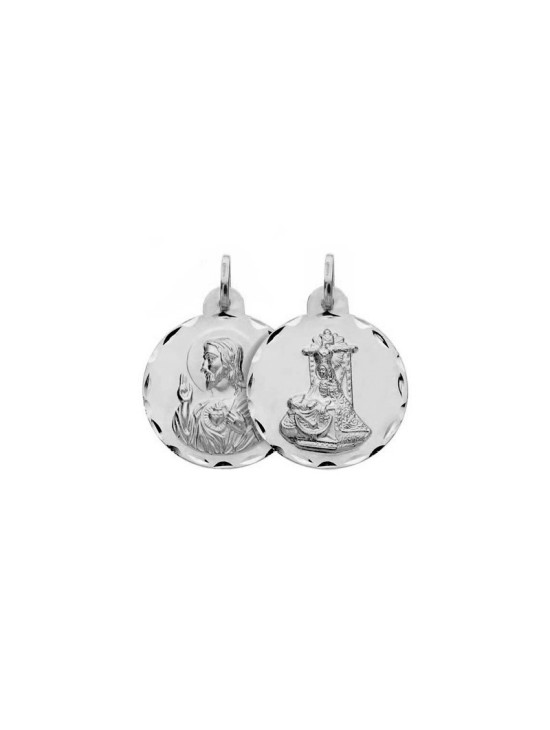 Escapulario Virgen Angustias - Sagrado Corazón Plata | Joyería Parejo
