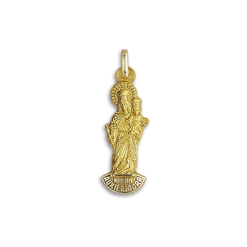 Medalla de la Virgen María Auxiliadora Silueta en Oro 18k