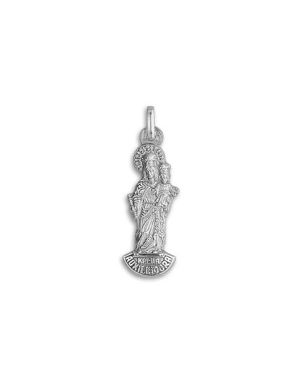 Virgin Mary Help Medal Silver Silhouette - 925 Sterling Silver