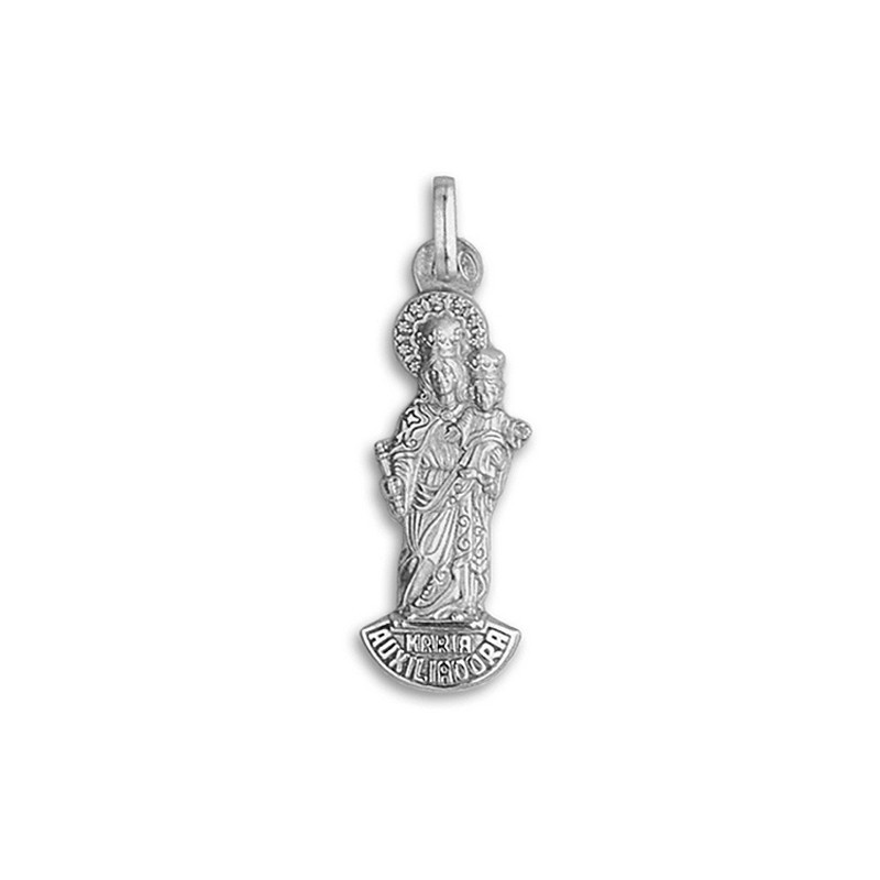 Medalha Virgem Maria Auxiliadora Prata 925 Silhueta