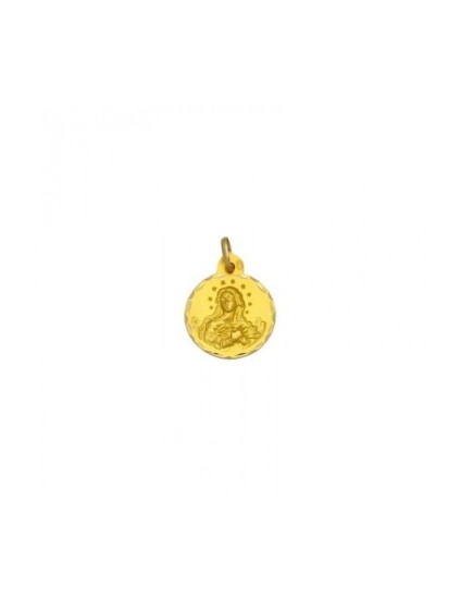 Medalla Redonda de la Virgen Purísima en Oro 18k