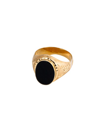 Anillo Sello Hombre 3002003 Oro 18 K - Piedra Negra | Joyería Parejo