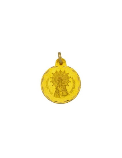 18k Gold Round Virgin of Linarejos Medal Necklace