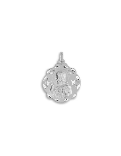Medalla Calada Sagrado Corazón Plata Ley 925 + Envío Gratis