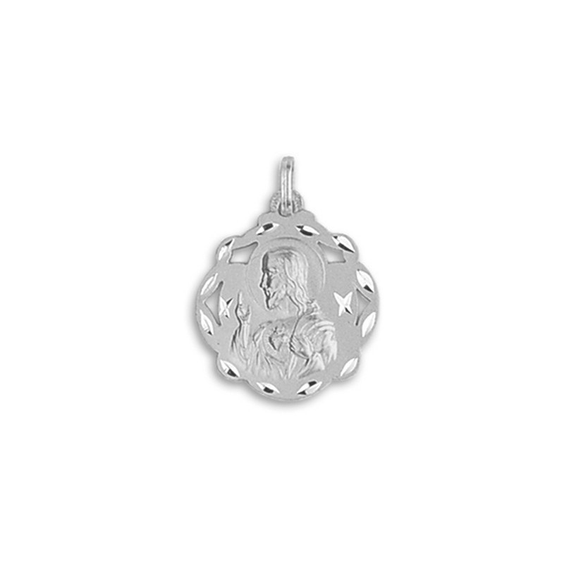 Medalla Calada Sagrado Corazón Plata Ley 925 + Envío Gratis