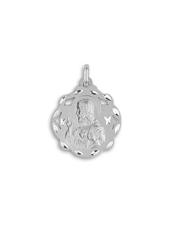 Medalla Calada Sagrado Corazón Plata Ley 925 + Envío Gratis