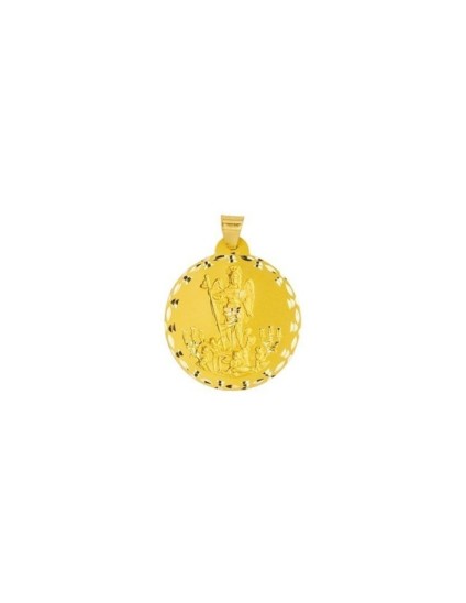 Medalha Redonda de São Rafael em Ouro 18k - Joias Exclusivas