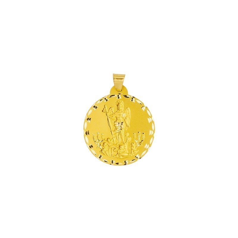 Medalla Redonda de San Rafael en Oro 18k