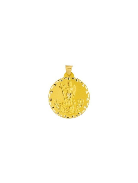 Medalla Redonda de San Rafael en Oro 18k