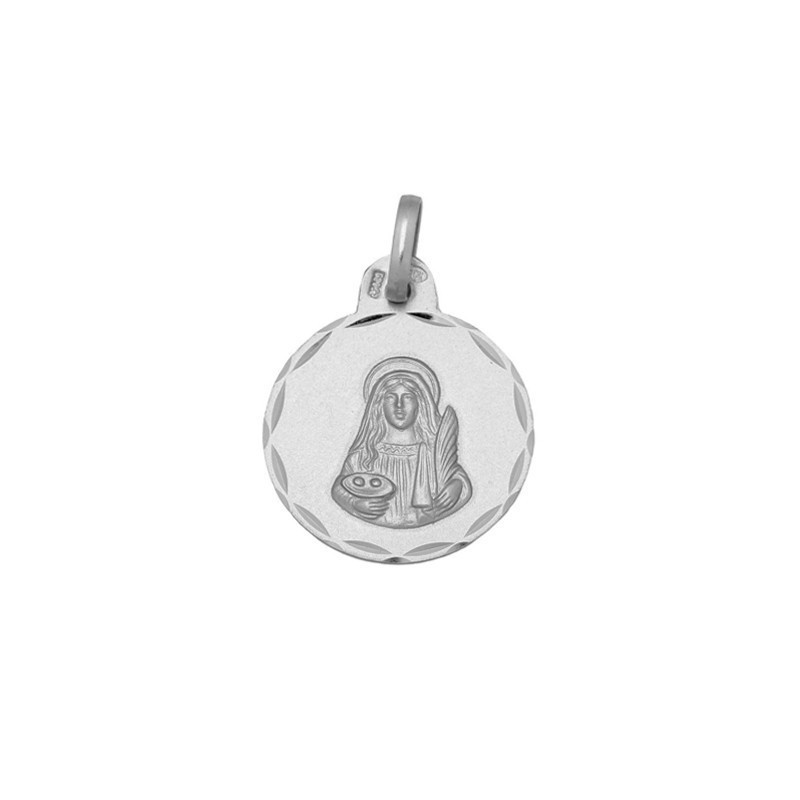 Medalla Redonda Santa Lucia Plata 925 - Envío Rápido